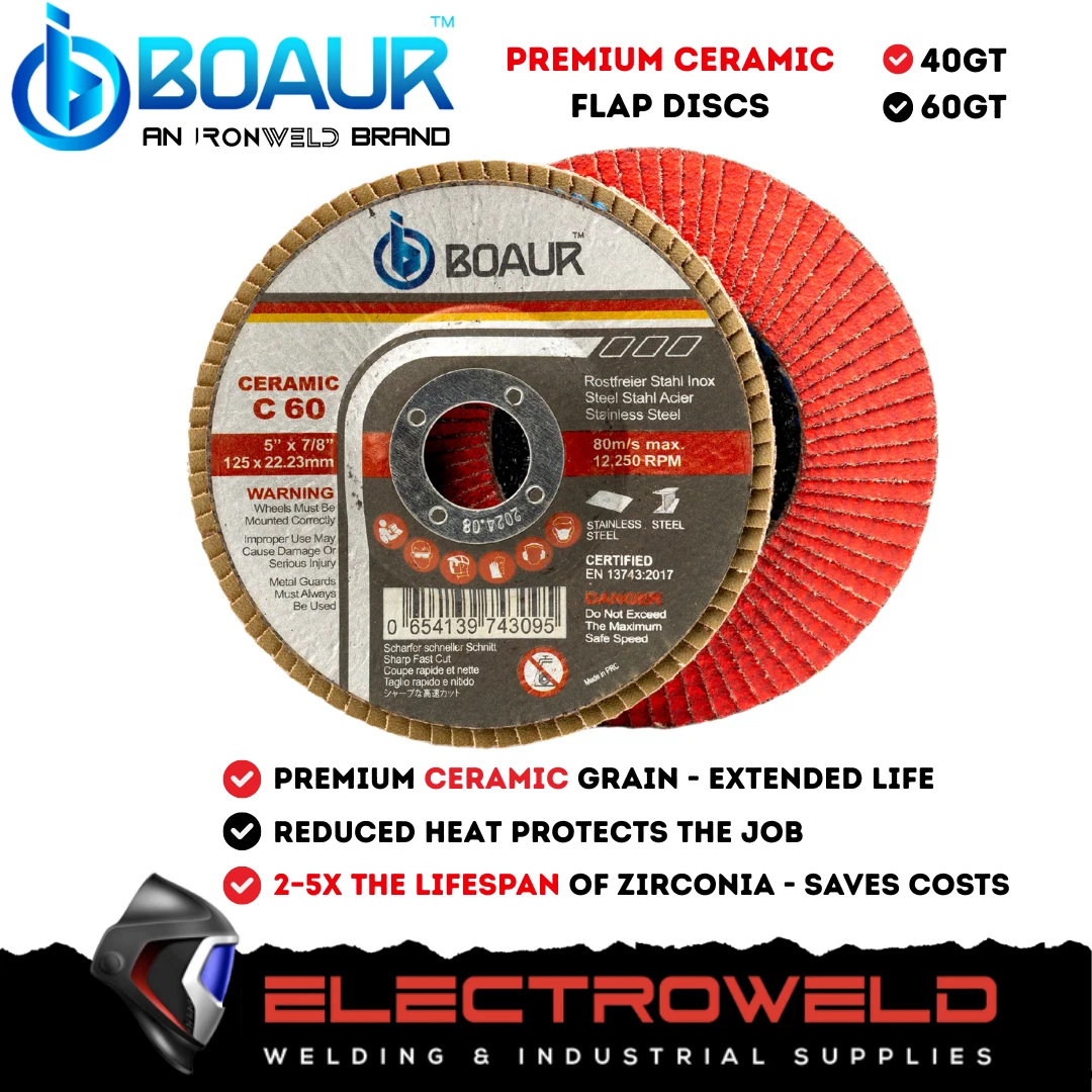 BOAUR 125mm 5" 40 Grit 60 Grit Ceramic Flap Discs Wheels Suits Metal Steel Angle Grinder